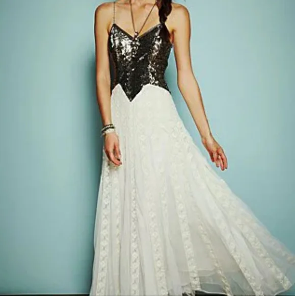 Rare Free People Kristin's Limited Edition Glamour Dress Sequin Lace - 10